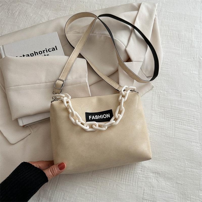 Acrylic chain trend simple women's bag 2025 new fashion trend shoulder bag retro fashion oblique bag women