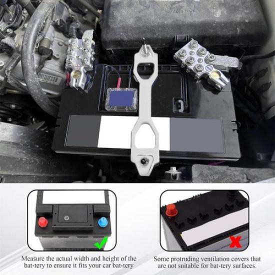 Heavy Duty Battery Hold Down Sets, Battery Bracket Mount, Aluminum Silver