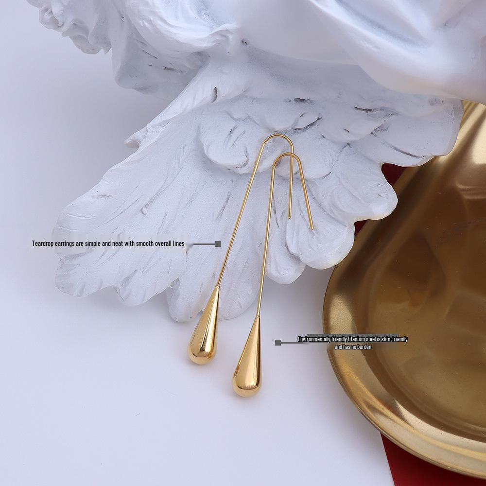 

European and American Minimalist Style Versatile Water Drop Court Earrings for Women