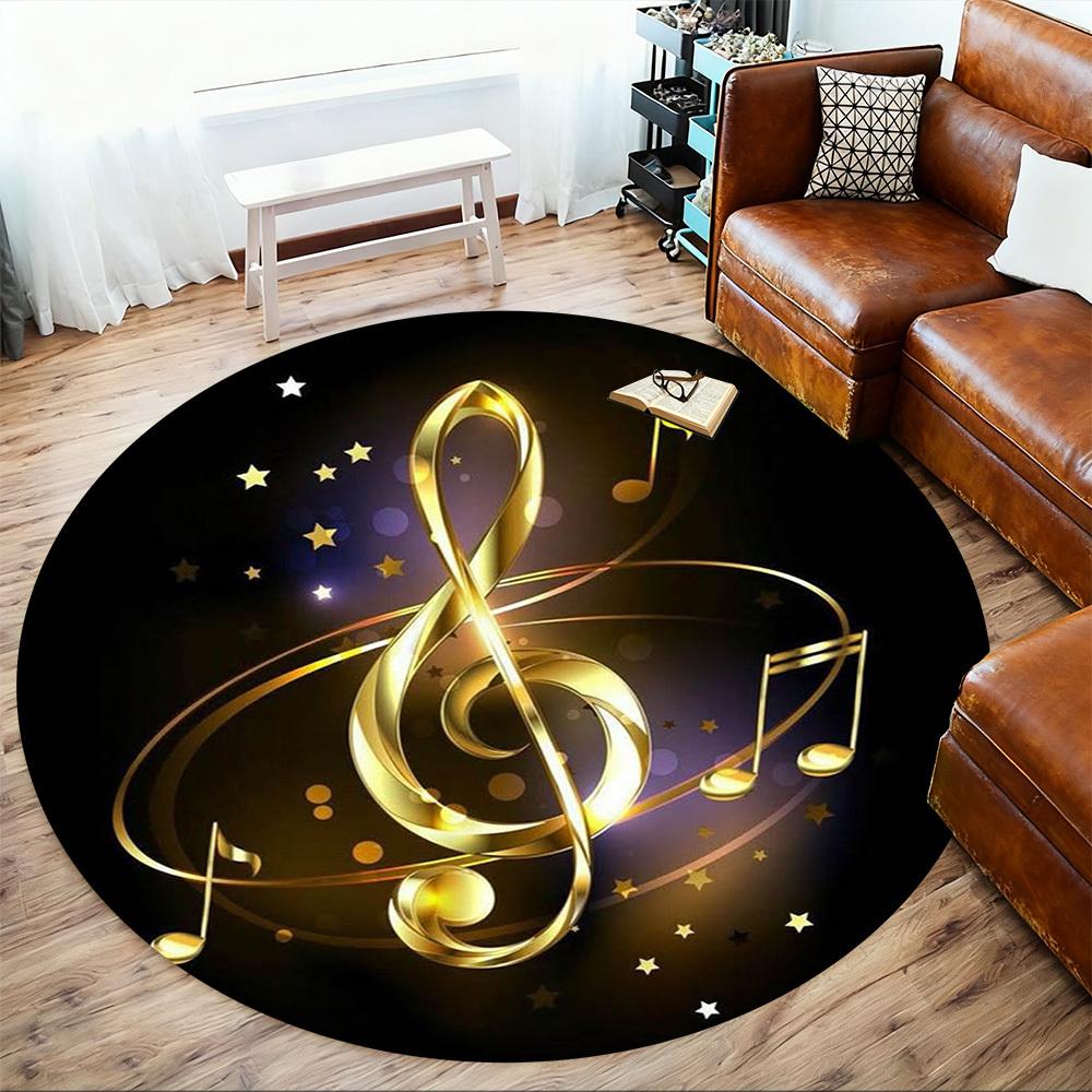 1PC music note starry night Office Round Area Rug, Under Office Chairs Bedroom Living Room Home Decor,Carpet for Office, -1110260