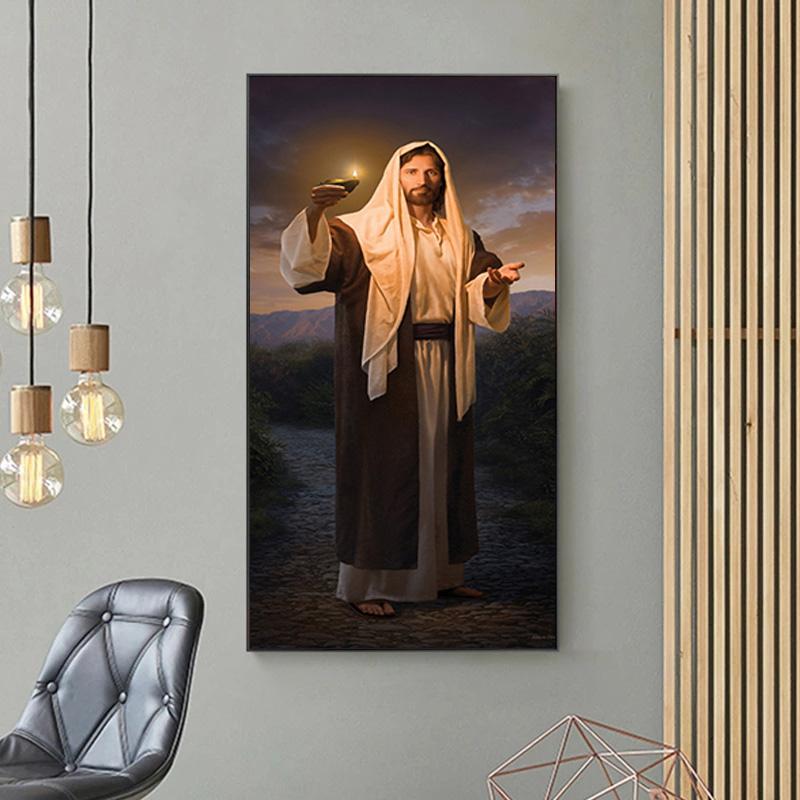 

Модульный постер с изображением Иисуса Христа, напечатанные фотографии в высоком разрешении, настенная живопись, акварель, картина на холсте Иисуса для гостиной, украшение дома, без рамки 20*40cm No Frame