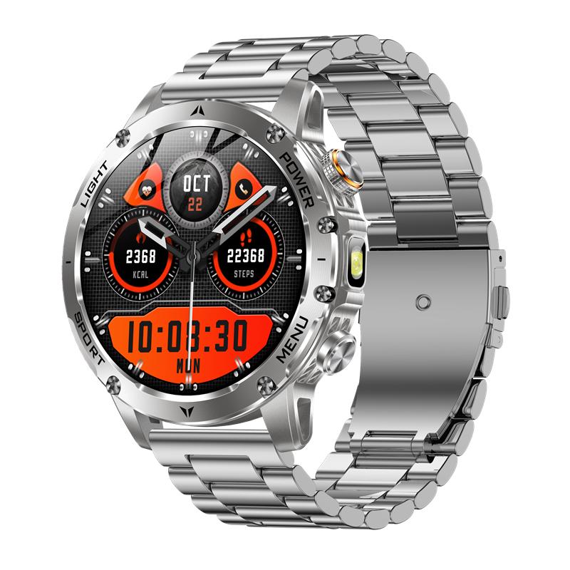 AK87 Men Outdoors Smart Watch Flashlight Multi-Sports Fitness Tracker Bluetooth Calling 1000Mah Large Battery Smartwatch