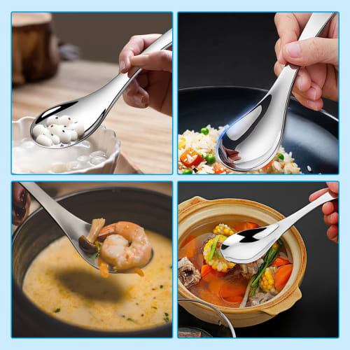 Liroyal Spoons, Renge (Spoon), Dinner Spoon (Set of 5), Teaspoon, Suitable for Curry, Ramen, Soup, etc., Made of Durable and Lightweight Stainless Ste