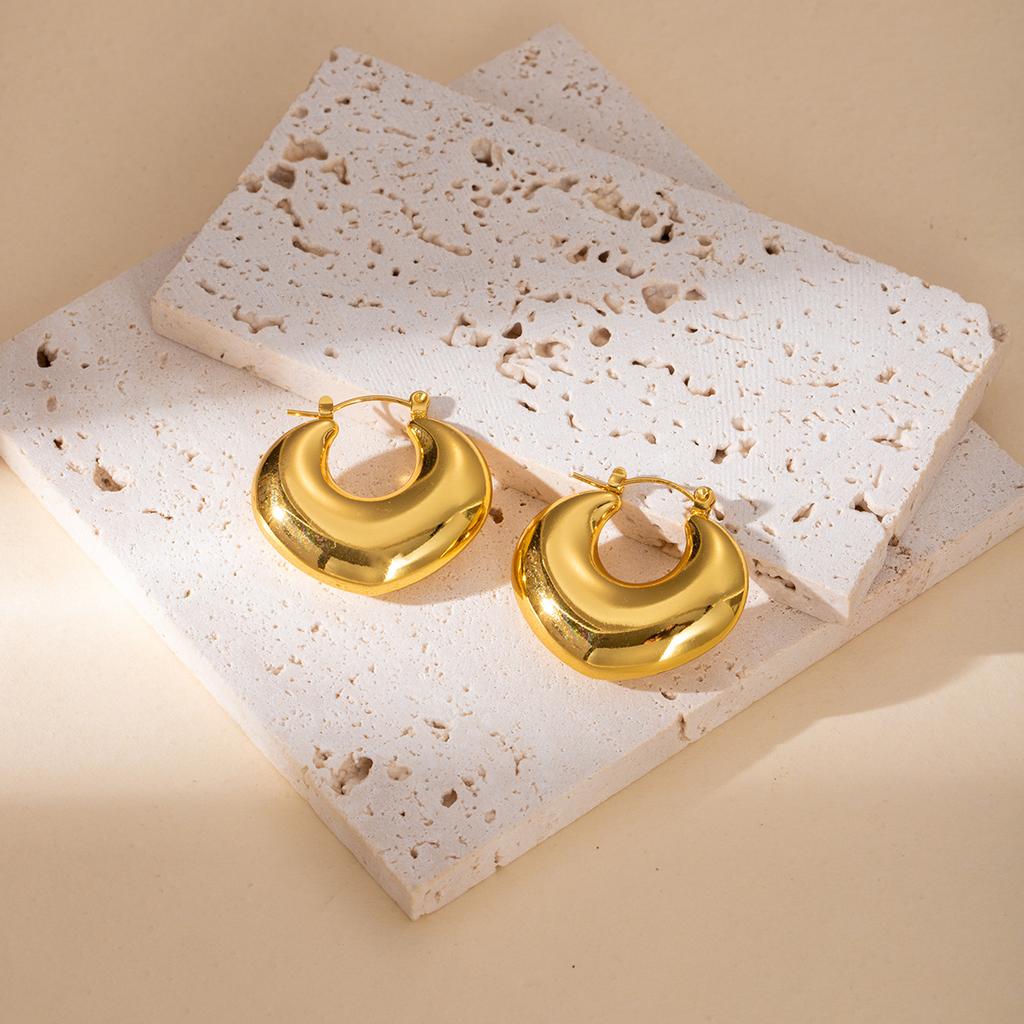Metal Wind Geometric Hollow C-Shaped Stud Earrings Retro High-End Stainless Steel Earrings Personalized Atmosphere Earrings