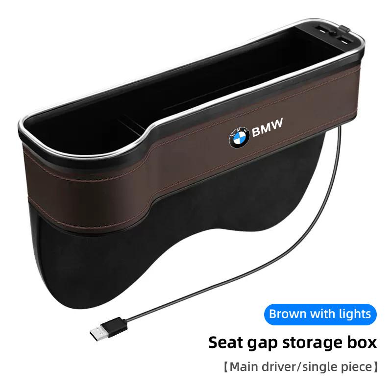 LED Light Car Seat Gap Storage Case Box For BMW F30 E90 F20 E46 E60 E70 E39 E36 Car Interior Storage Pocket Cup Holder Keychain