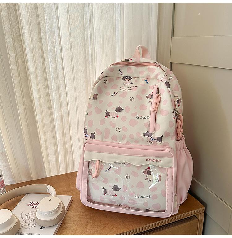 Schoolbag Lightweight Casual Backpack Cow Pattern Simple Going Out Cartoon Dog School Bag Female Student Cute Large Capacity Backpack