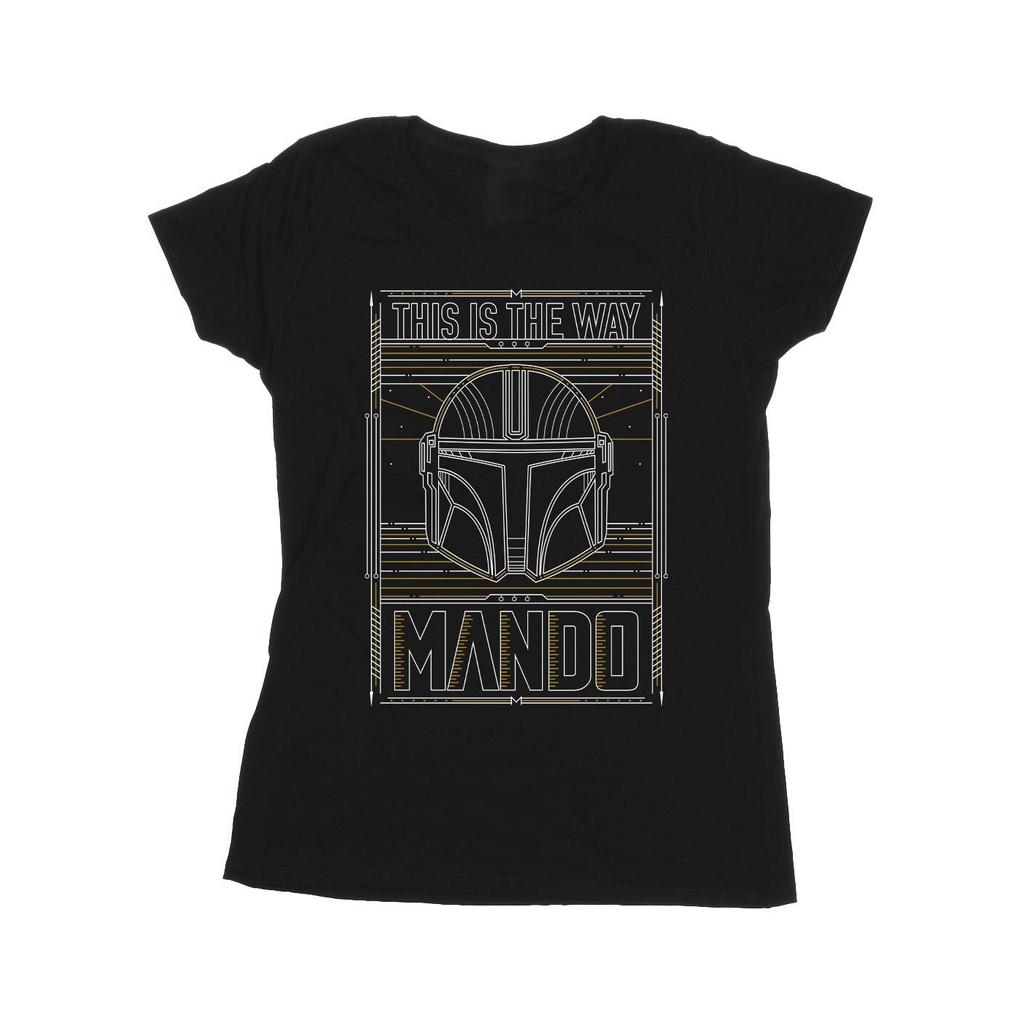 Star Wars Womens/Ladies The Mandalorian The Way Outline Helm Cotton T-Shirt