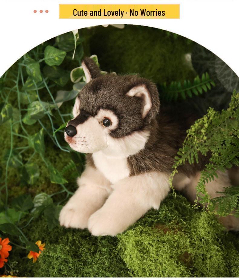 Wolf Dog Plush Toy Simulation Korean Craft Animal Ornament