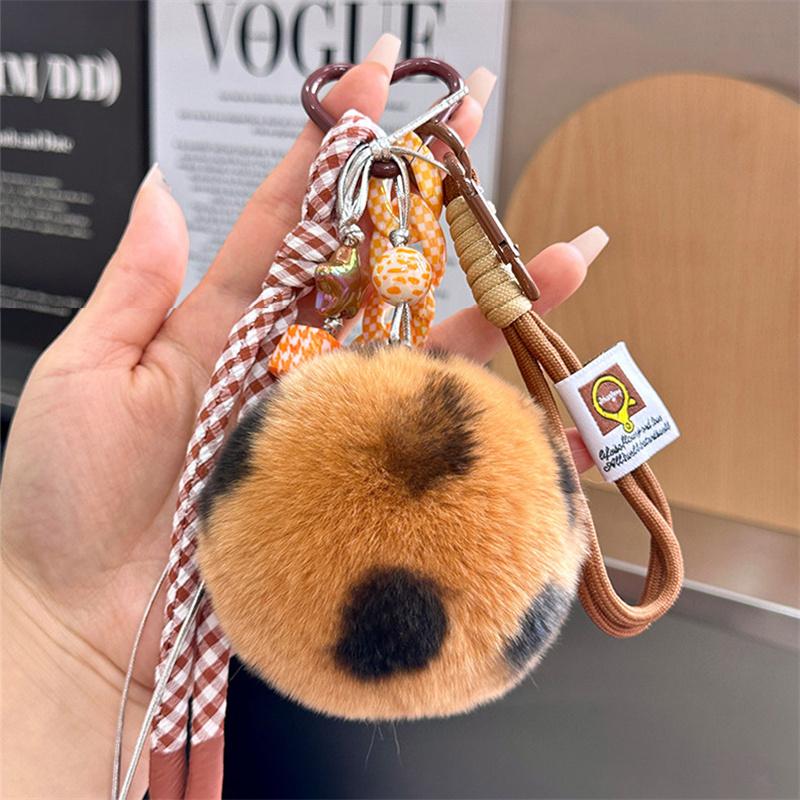 Söt Fluffig Plysch Pälsboll Nyckelring För Kvinnor Väska Bil Nyckelring Pompong Nyckelring Kawaii Nyckelring På Väska Bil Prydnad Hänge Gåva