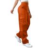 Womens Elastic High Waisted Cargo Pants Stretch Casual Wide Leg Streetwear Parachute Hiking Pants With Pockets