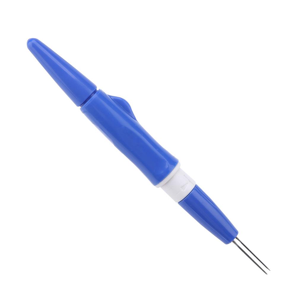 Embroidery Felting Needle Punch Pen with 3 Fine Needles Set Tool for   Craft  (Blue)