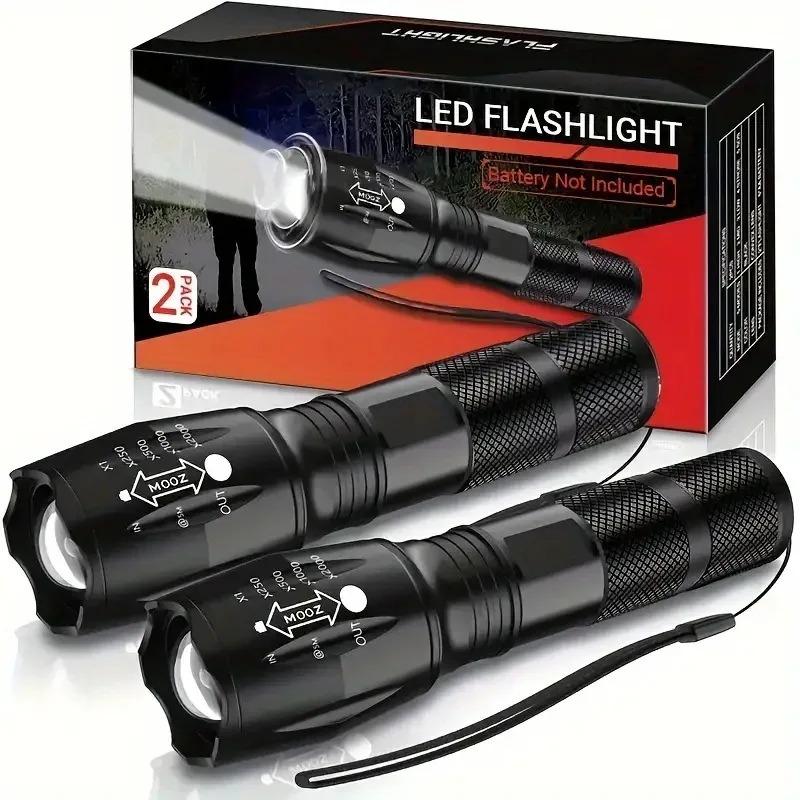 High Power LED Flashlights Camping Torch 5 Light Modes Zoom Light Aluminum Alloys Waterproof Material External 3 AAA Battery