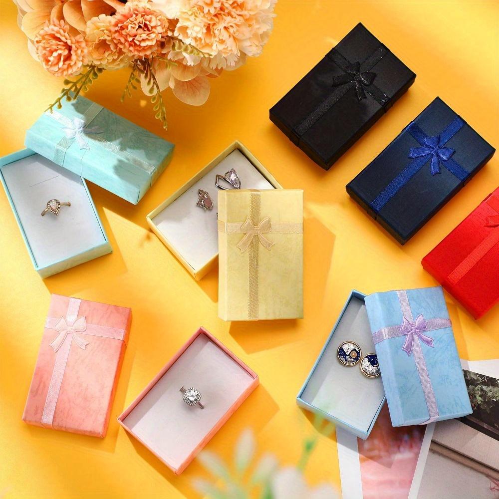 24pcs Jewelry Gift Boxes with Lids and Ribbon Bows Paper Storage Gift Boxes Jewelry Cardboard Boxes Gift Packaging Box with Sponge Inside