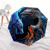 Yin Yang Dragons: Water & Fire Fantasy ArtworkUmbrella, Portable 3-Fold Compact Umbrella for Men & Women Gift
