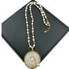 Natural Shoushan Stone Chalcedony & Pearl Necklace with Green Peace Buckle Design