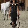 2026 new European and American style black embroidered fringed hip dress slim and thin dress skirt off-the-shoulder fringed skirt