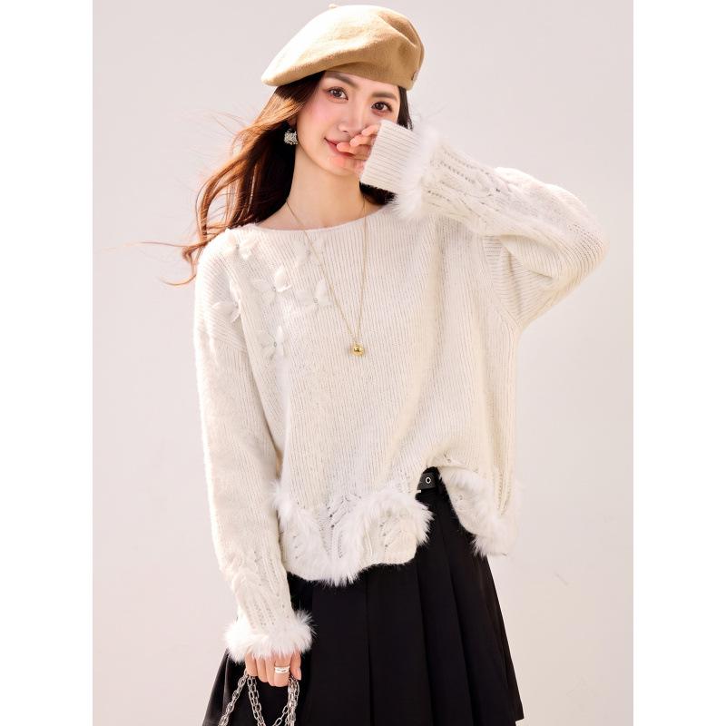 Chic 3D Butterfly Knit Sweater - New Exquisite Design, Loose Fit Long Sleeve