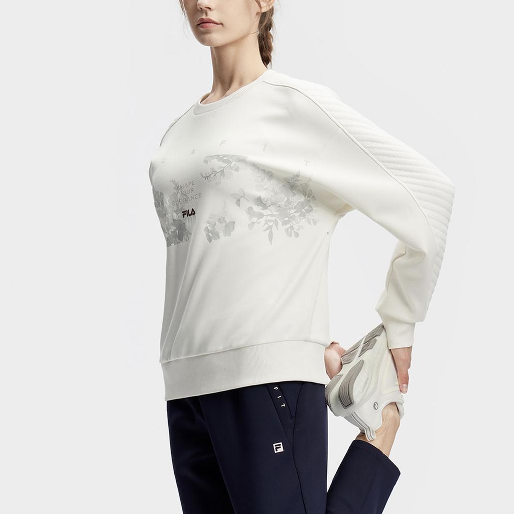 FILA Hand-Painted Floral Fitness Pullover Sweatshirt Women sweatshirt White A11W411211F-WT