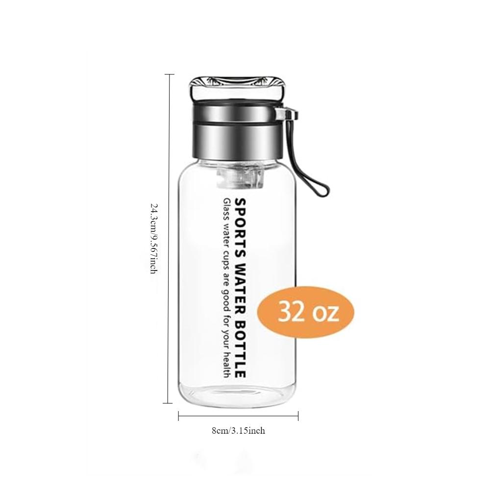 1000ml Portable Glass Water Bottle 1pc Transparent Milk Juice Cup with Stainless Tea Infuser Sport Water Bottles for Gym Hiking