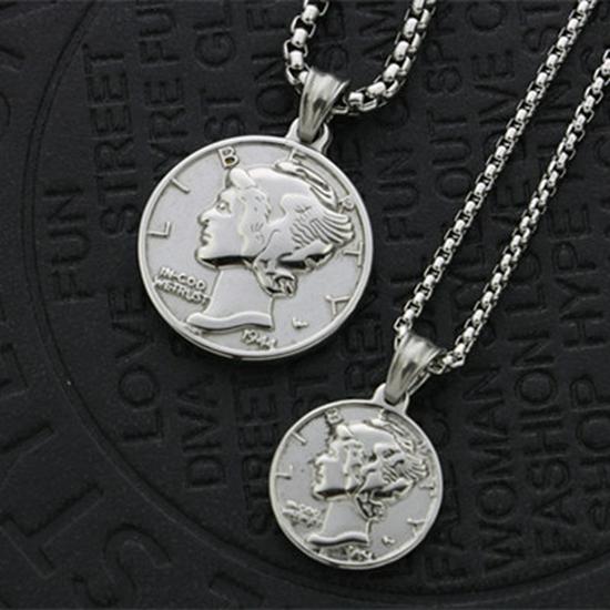 

Памятная монета-подвеска в стиле королевы парикмахеров из титановой стали Small 2mm Thick 50cm Long (with Necklace)