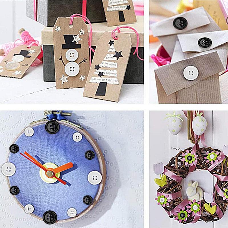Round Resin Buttons 160X Assorted Buttons Mixed Sewing Buttons Black White 4-Hole Resin Buttons 5 Sizes With Compartment Box For