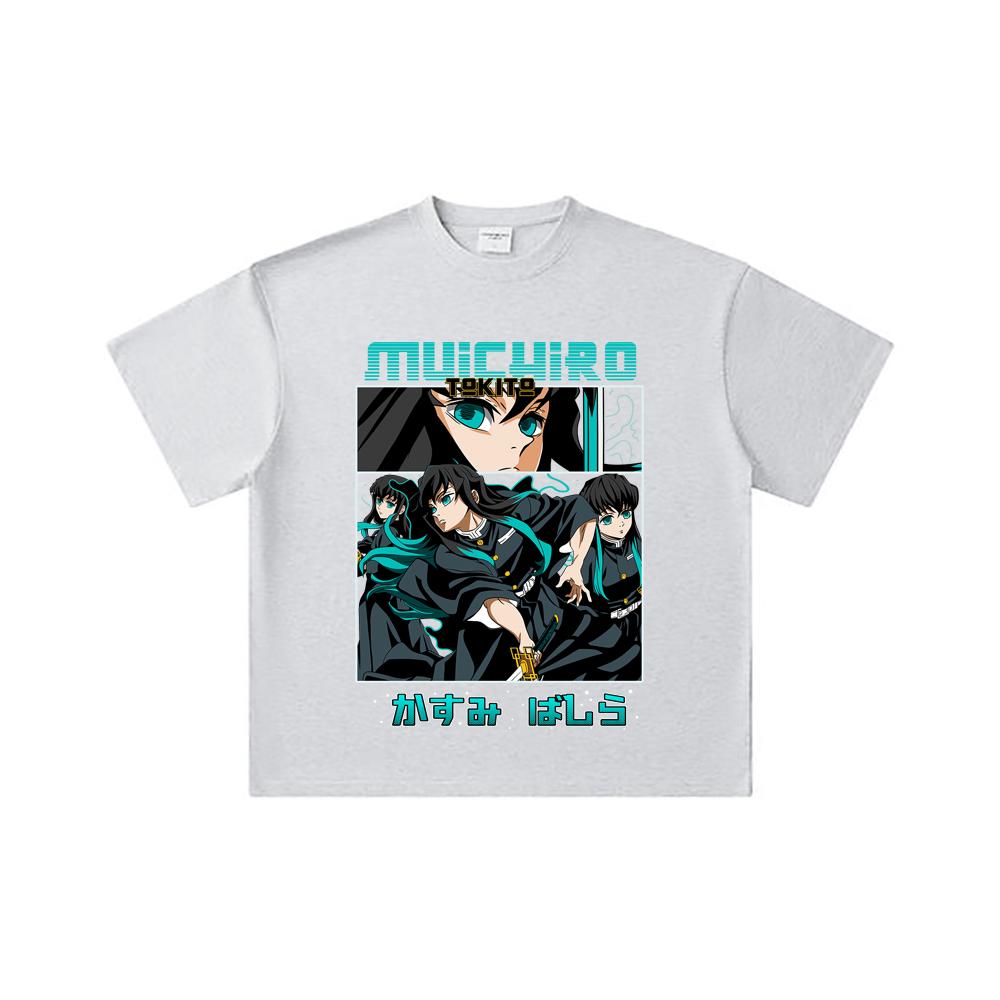 260 GSM Double Yarn 32 Count 100% Cotton Demon Slayer V8 Mitsuri Print Unisex Heavy Cotton T Shirt