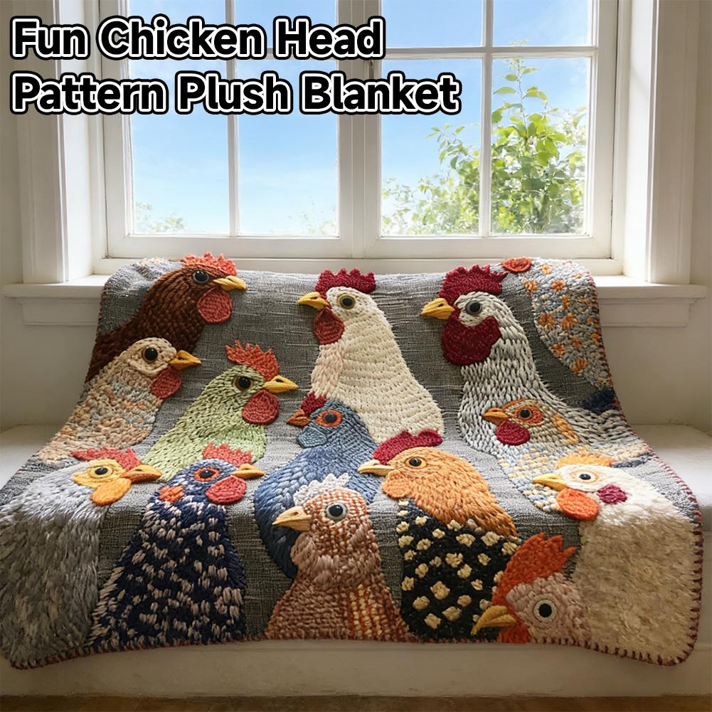 Vintage Rooster Fleece Blanket Soft Flannel Throw with Rooster All-Season Cozy Blanket Fun Chicken Head Pattern Plush Blanket