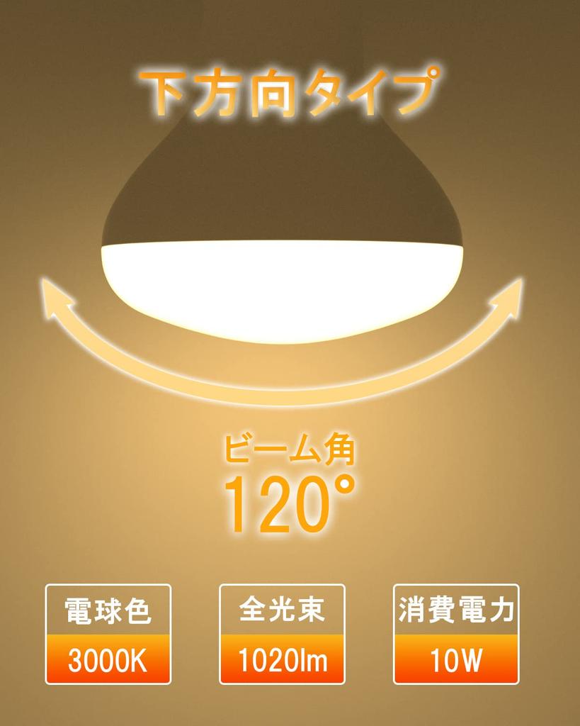 ORALUCE LED Light Bulbs, E26 Base, Reflector Type, Warm White, 100W Equivalent, 10W, 1020lm, 3000K, 120-Degree Downward Angle, Non-Dimmable, PSE