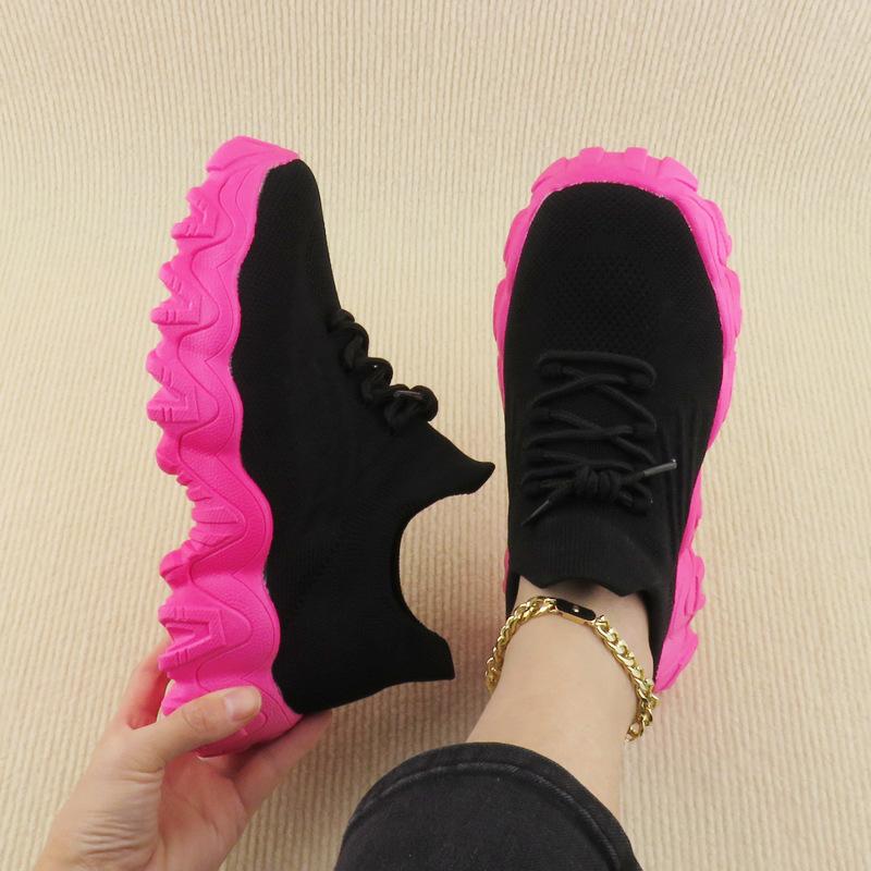Breathable Lace-up Fly-woven Socks Shoes Casual Sports Shoes Outdoor Platform Shoes