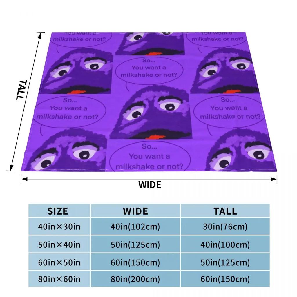 Order Up - Grimace Throw Blanket Comforter Blanket Vintage Blanket