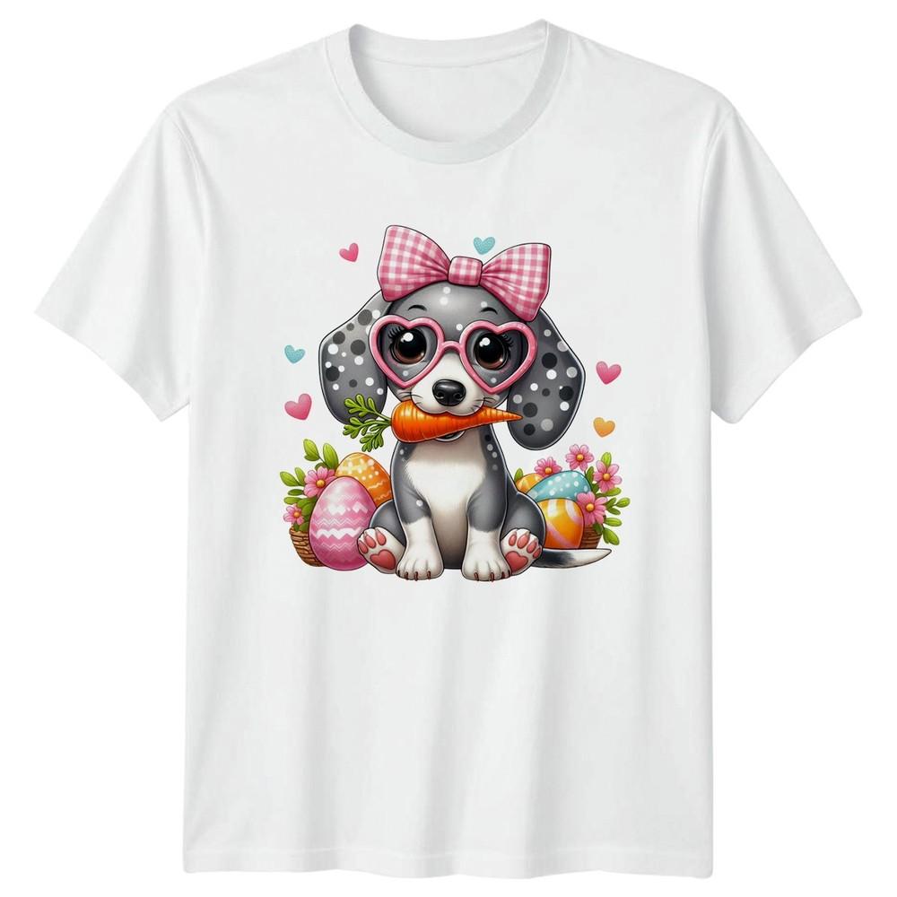 Cute Puppy Wearing Heart Glasses Unisexs TShirt Spring Holiday Easter Gift Her S