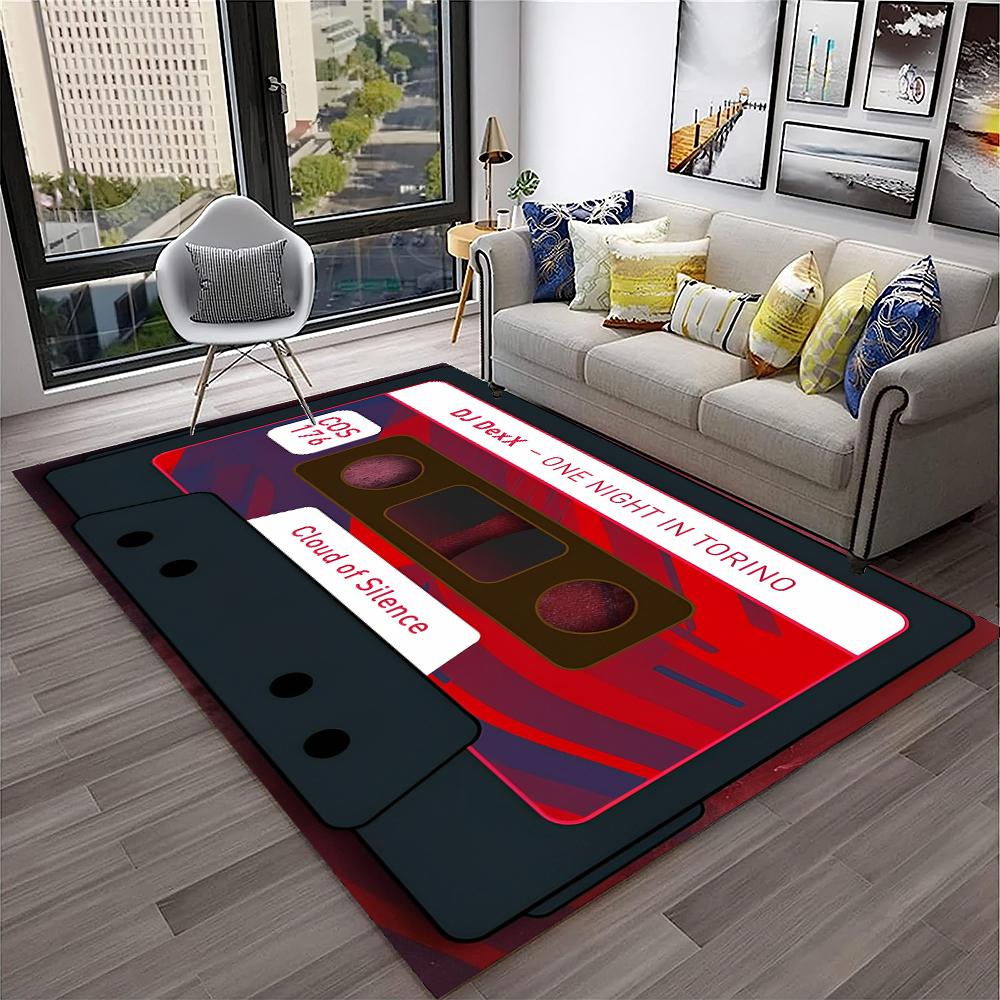 3D Music Cassette Tape Retro Pattern Carpet Rug for Home Living Room Bedroom Sofa Doormat Decor,kids Area Rug Non-slip Floor Mat