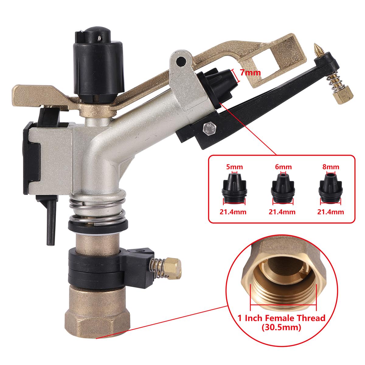 

1 &1.5 Female Thread Adjustable 360 Degree Rotating Automatic Watering Lawn Garden Metal Rocker Gun Long Range Big Covering 1Pc