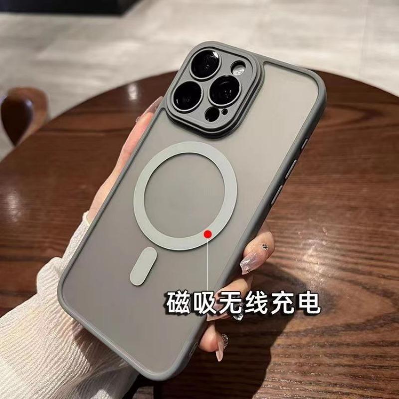 Magnetic Frosted Semi Transparent Hard Phone Case With Lens Protection For Apple Iphone