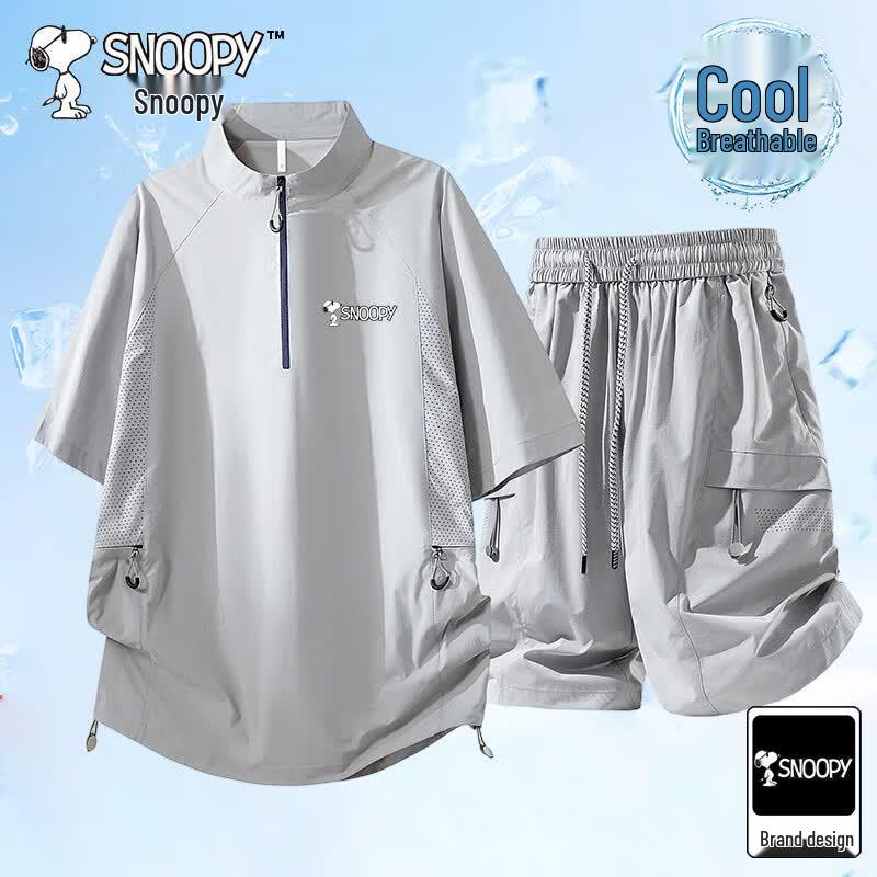 Snoopy Men s Summer Casual Two-Piece Set 4XL