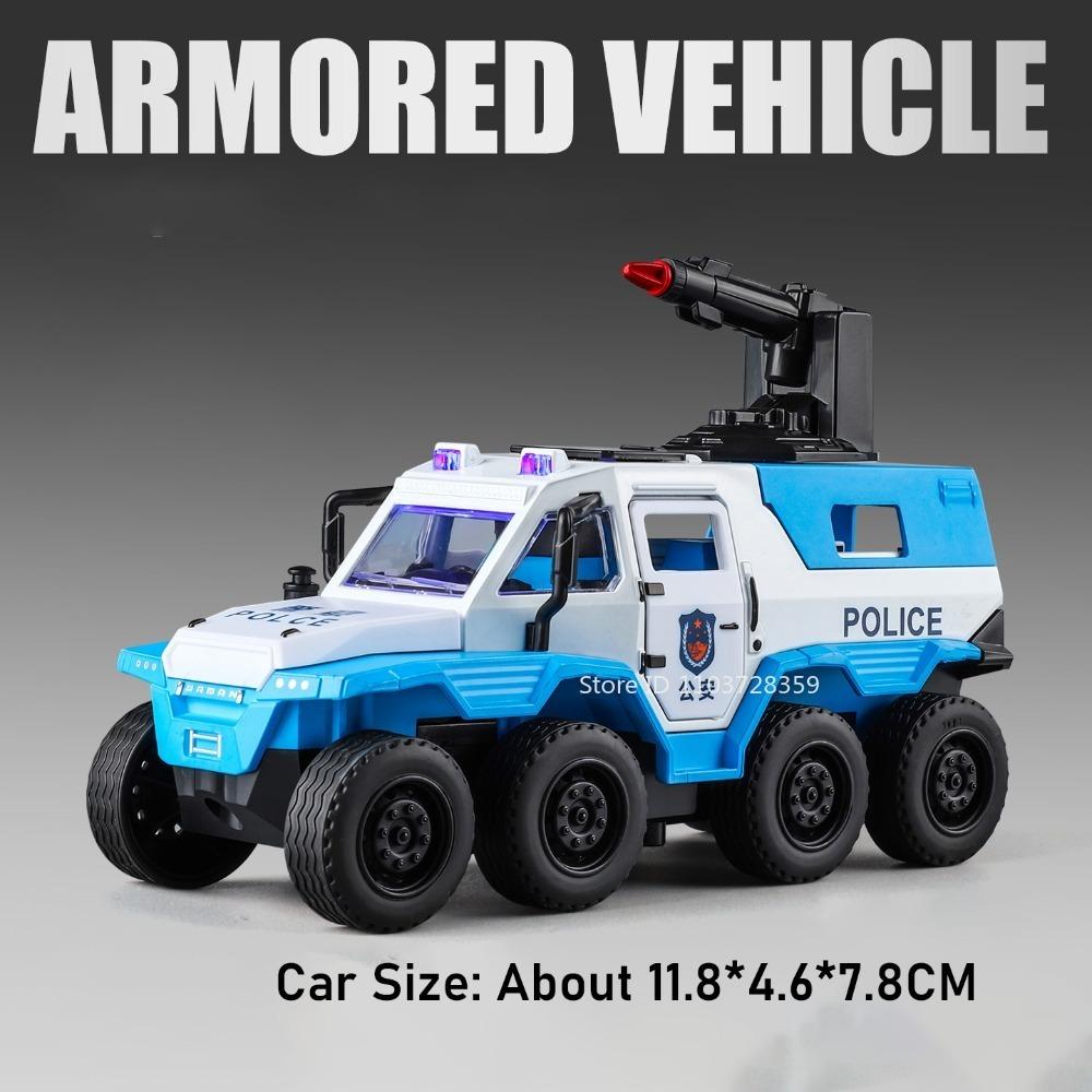 1:36 8-Wheel Conqueror Armored Car Toy Models Metal Diecast Simulation Off-road Cars Pull Back Doors Opened Sound Light Gifts