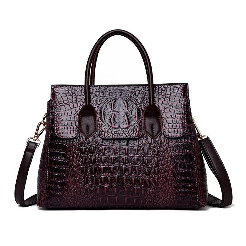 Elegant Yellow Pu Crocodile Textured Handbag For Women Versatile Everyday Tote Bag