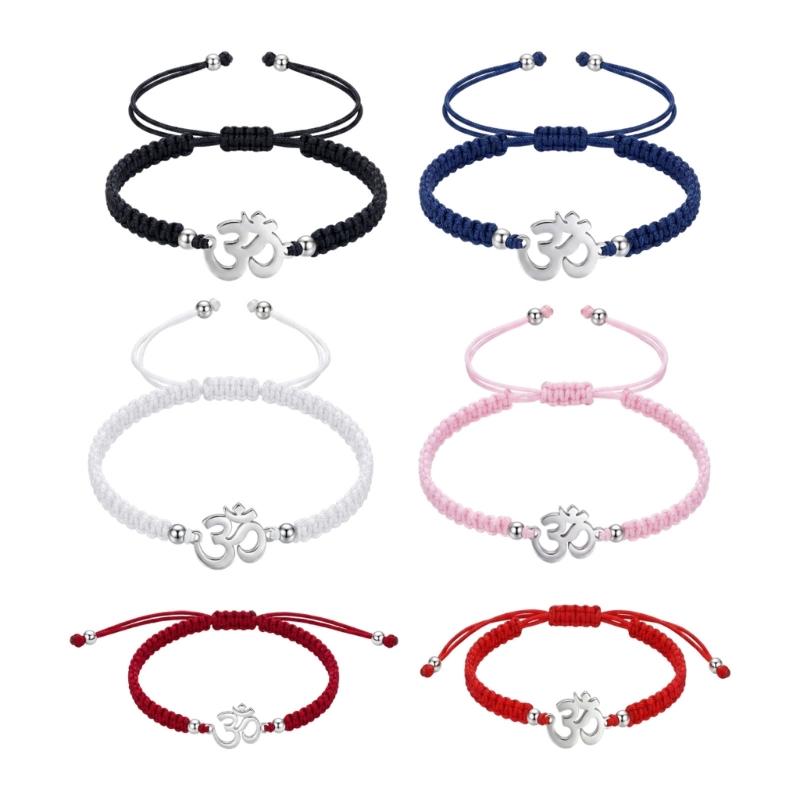 Symbool Hanger Verstelbare Gevlochten Armband, Schuifknoop Polsketting voor Casual Dagelijkse Styling met Stalen Detail