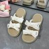 Flat-bottomed Bow Slippers for Women's Summer Wear 2025 New Seaside Beach Shoes with Skirts Lazy One-pedal Slippers