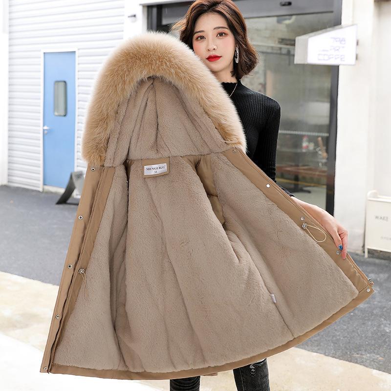 Nuovo cappotto di pelliccia calda e peluche da donna imbottito in cotone invernale