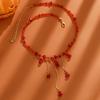 Halloween Blood Dripping Crystal Fringed Necklace, Gothic Red Beaded Collarbone Neck Chain Woman