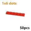 DIY 1*6 Noppen Dünne Figuren Bausteine 50 Stück Steine 1x6 Noppen Größe Kompatibel Mit 3666 Pädagogisches Kreatives Spielzeug für Kinder