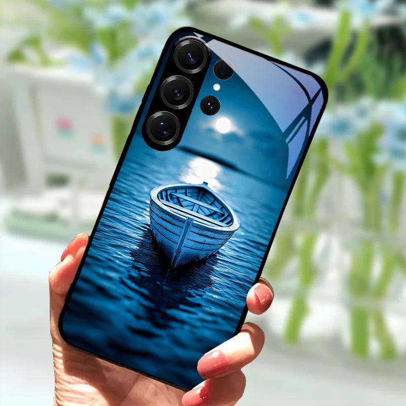 Für Samsung S23 FE Cartoon Glas Hülle S22+ / S23+ Harte PC Gehärtetes Glas Handyhülle Für Galaxy S 22 S 23 Ultra Stoßfeste Hüllen