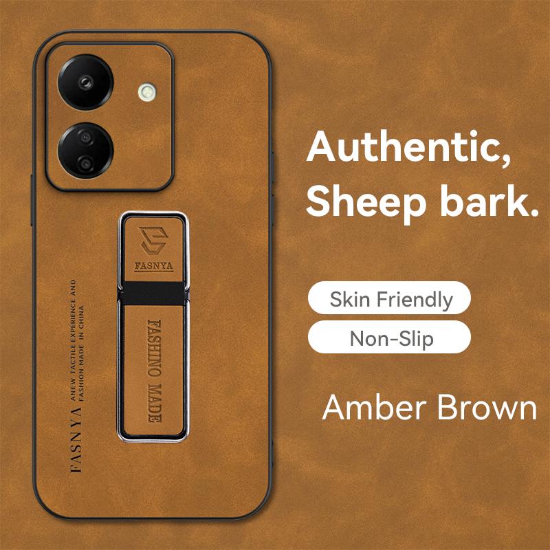 

Для POCO M6 4G овчинный магнитный кожаный чехол-держатель для телефона для Xiaomi POCOM6 F6 Pro X6 Neo M6Pro F5 X5 матовый силиконовый защитный чехол-подставка для задней панели POCO f5 коричневый