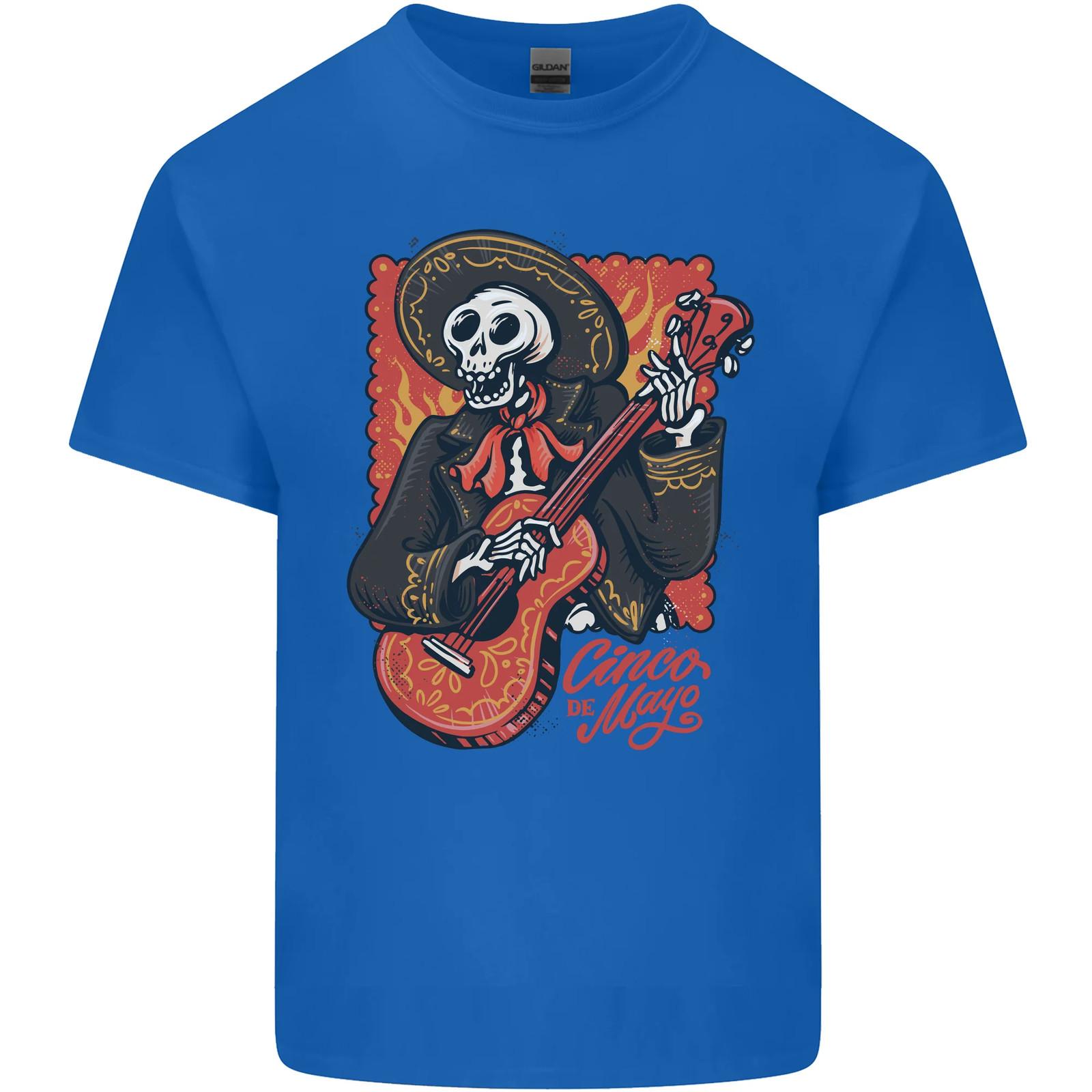 Mariachi Skeleton Cinco De Mayo Skull Mens Cotton T-Shirt Tee Top S
