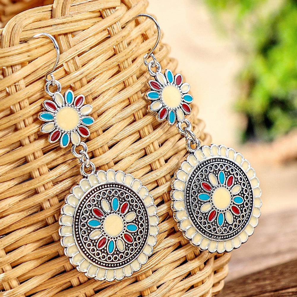 Bohemian Sunflower Earrings for Women, Colorful Holiday Style Hypoallergenic Statement Jewelry