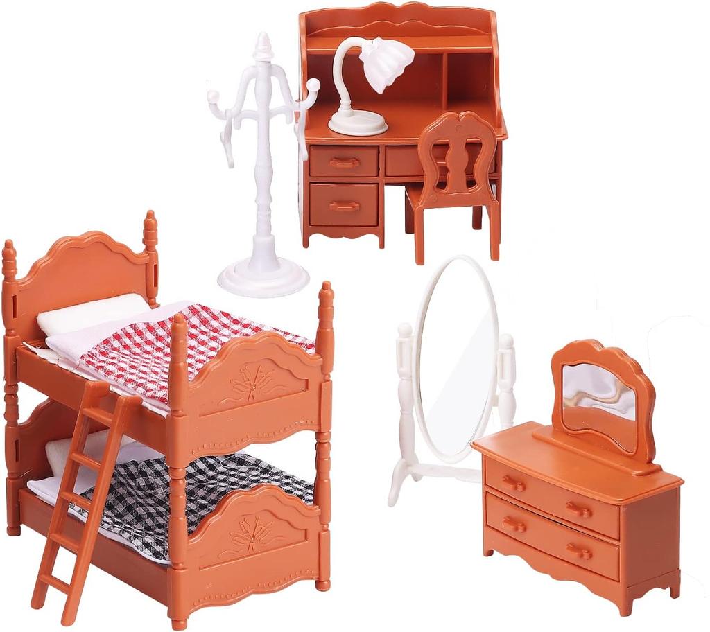 Puppenhaus-Möbelset für Kinder, Badezimmer, Küche, Kühlschrank, Waschmaschine, Wäscheset, Zubehör, Rollenspiel-Möbelspielzeug