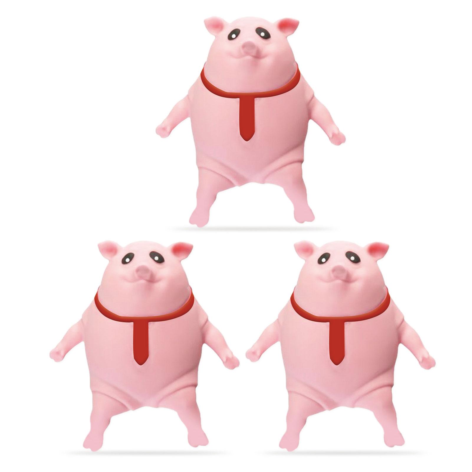 3pcs Squeeze Pig Stress Relief Toy Soft Elastic Pink Pig Stretchy Sensory Toy for Anxiety Management Fun Entertainment Fidget