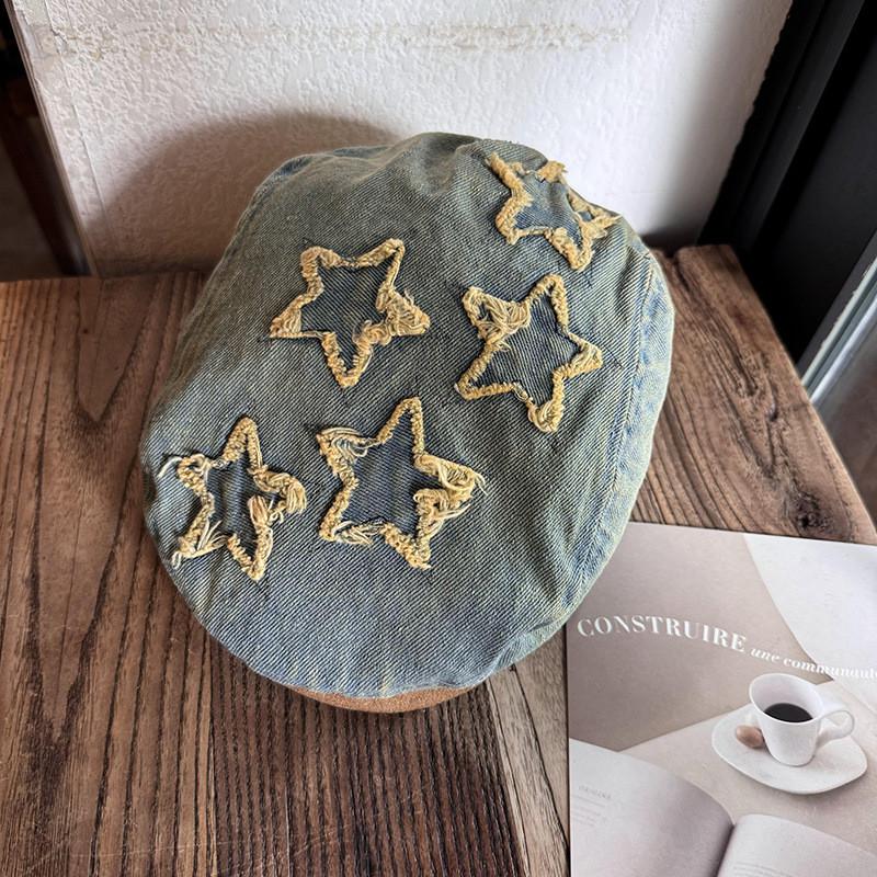 Ретро синий хлопковый джинсовый берет с функциями воздухопроницаемости и защиты от солнца для женщин светло-синий