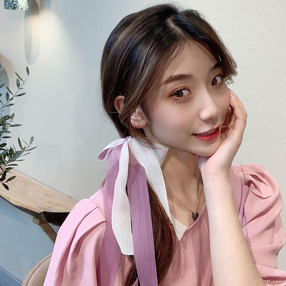 

Large Elegant For Women Korean Ribbon Cloth Hair Band Bow Scrunchies Ponytail Holder Hair Rope бежевый/синий